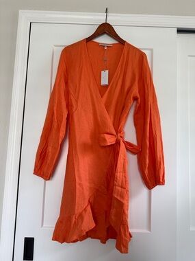 Heidi Klein Orange Wrap Mini Dress with Tie